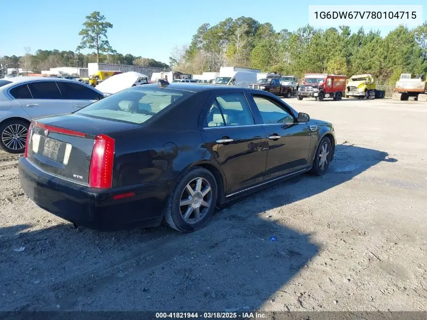 2008 Cadillac Sts V6 VIN: 1G6DW67V780104715 Lot: 41821944