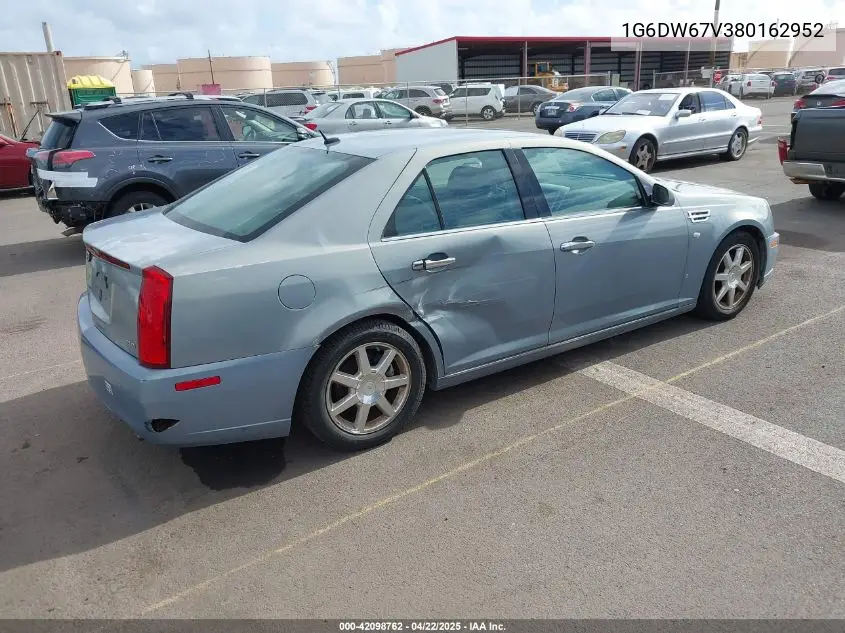 2008 Cadillac Sts V6 VIN: 1G6DW67V380162952 Lot: 42098762