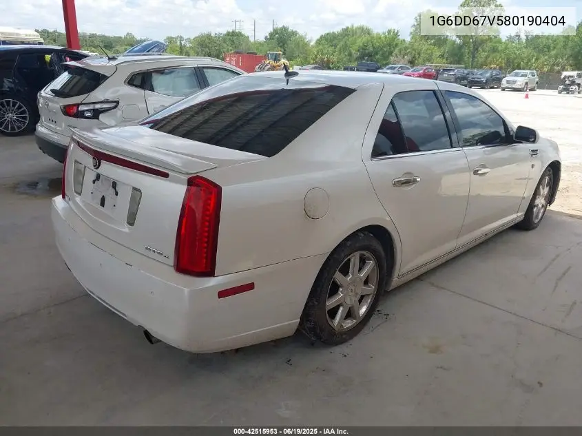 2008 Cadillac Sts V6 VIN: 1G6DD67V580190404 Lot: 42515953