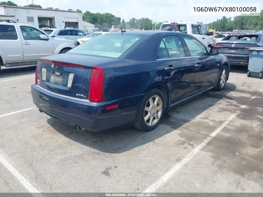 2008 Cadillac Sts V6 VIN: 1G6DW67VX80100058 Lot: 42663694