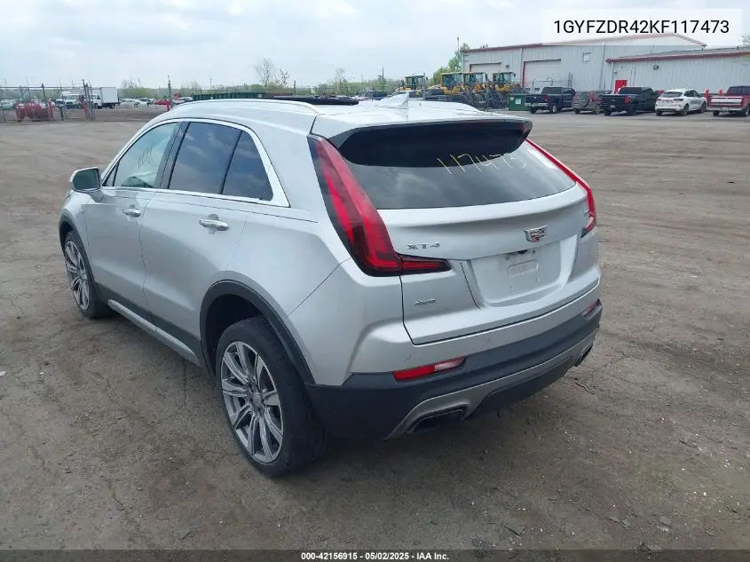 2019 Cadillac Xt4 Premium Luxury VIN: 1GYFZDR42KF117473 Lot: 42156915