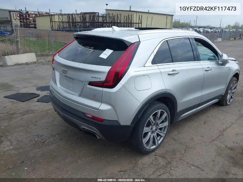 2019 Cadillac Xt4 Premium Luxury VIN: 1GYFZDR42KF117473 Lot: 42156915