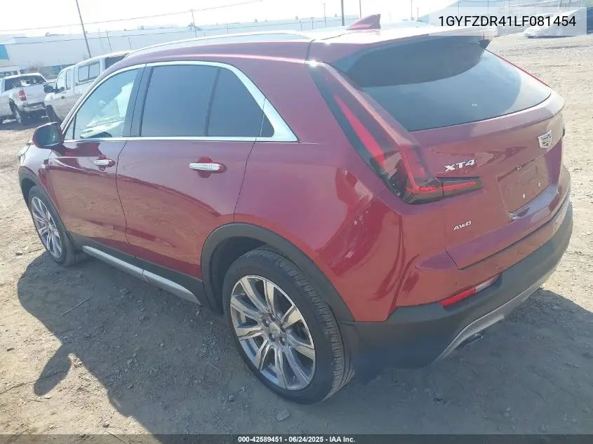 2020 Cadillac Xt4 Awd Premium Luxury VIN: 1GYFZDR41LF081454 Lot: 42589451