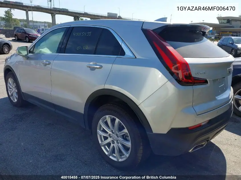 2021 Cadillac Xt4 VIN: 1GYAZAR46MF006470 Lot: 40015455