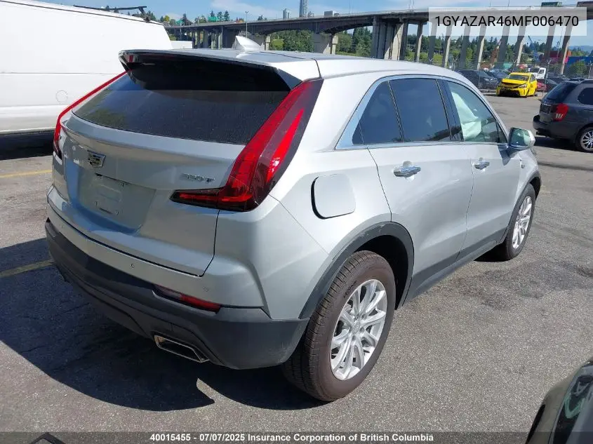 2021 Cadillac Xt4 VIN: 1GYAZAR46MF006470 Lot: 40015455