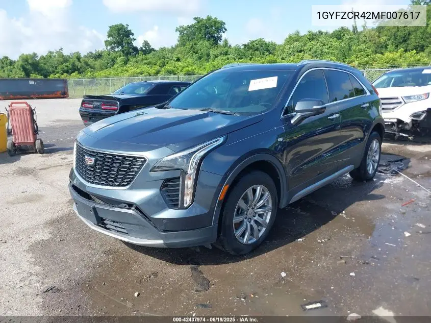 2021 Cadillac Xt4 Fwd Premium Luxury VIN: 1GYFZCR42MF007617 Lot: 42437974