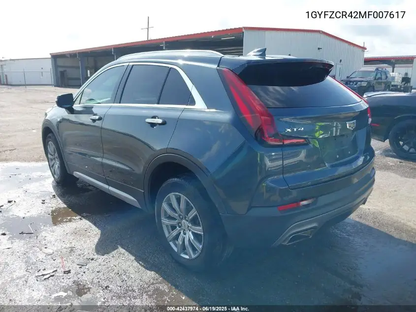 2021 Cadillac Xt4 Fwd Premium Luxury VIN: 1GYFZCR42MF007617 Lot: 42437974