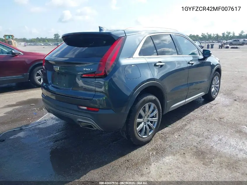 2021 Cadillac Xt4 Fwd Premium Luxury VIN: 1GYFZCR42MF007617 Lot: 42437974