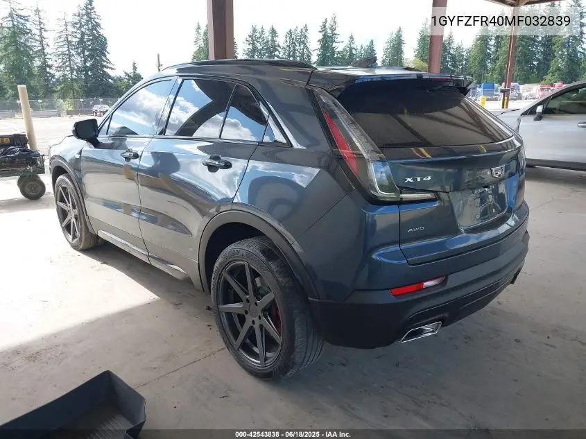 2021 Cadillac Xt4 Awd Sport VIN: 1GYFZFR40MF032839 Lot: 42543838