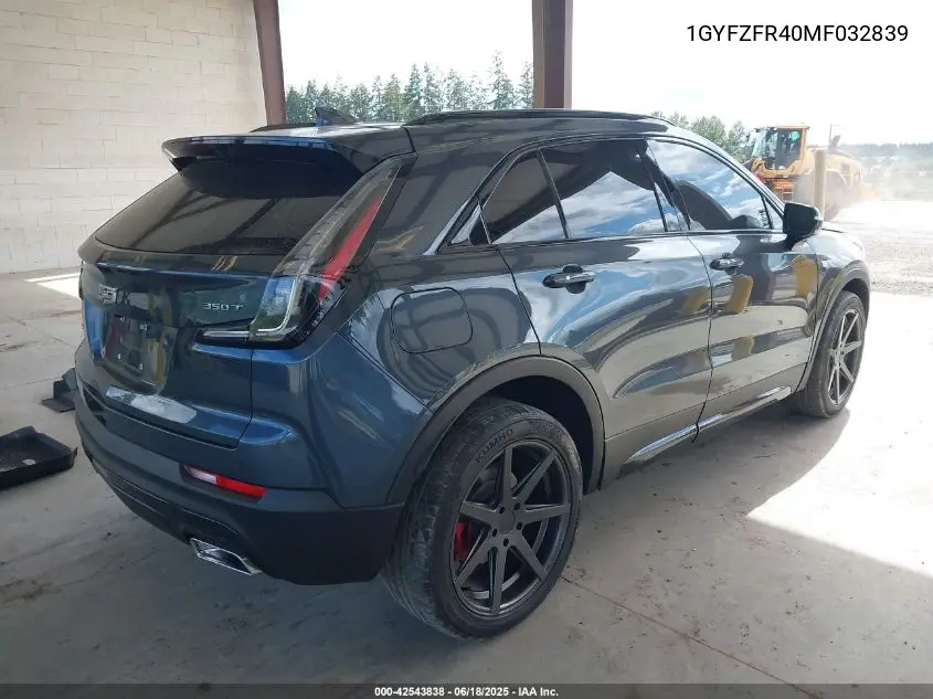 2021 Cadillac Xt4 Awd Sport VIN: 1GYFZFR40MF032839 Lot: 42543838