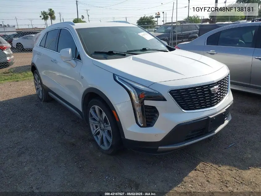 2022 Cadillac Xt4 Fwd Premium Luxury VIN: 1GYFZCR48NF138181 Lot: 42187527