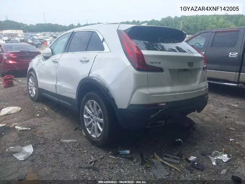 2022 Cadillac Xt4 Fwd Luxury VIN: 1GYAZAR4XNF142005 Lot: 42592822