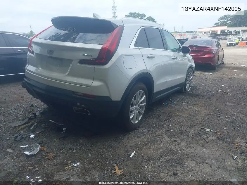 2022 Cadillac Xt4 Fwd Luxury VIN: 1GYAZAR4XNF142005 Lot: 42592822