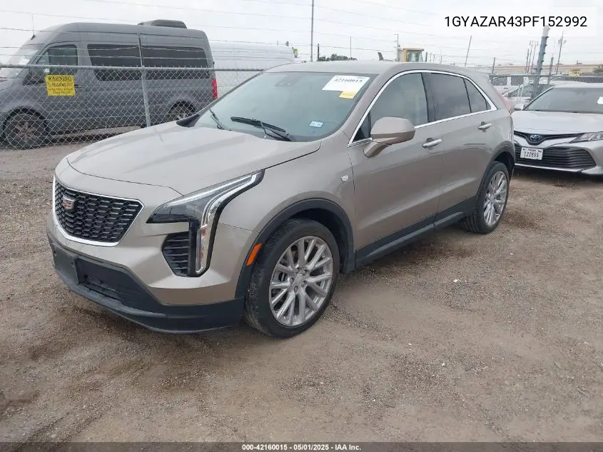 2023 Cadillac Xt4 Fwd Luxury VIN: 1GYAZAR43PF152992 Lot: 42160015