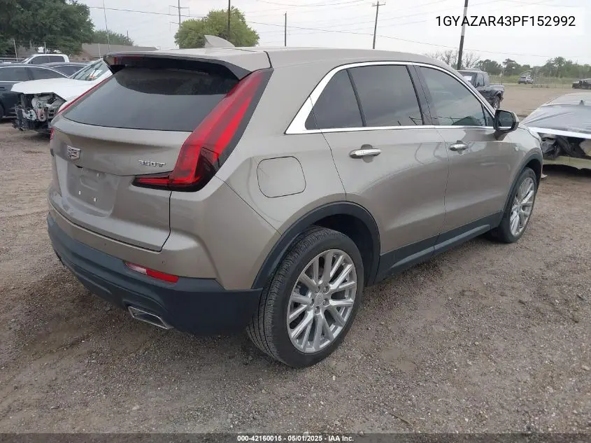 2023 Cadillac Xt4 Fwd Luxury VIN: 1GYAZAR43PF152992 Lot: 42160015