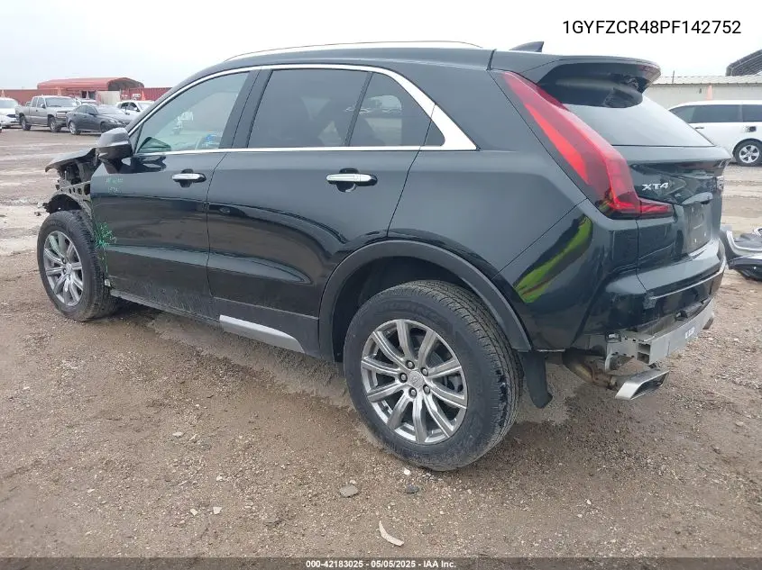 2023 Cadillac Xt4 Fwd Premium Luxury VIN: 1GYFZCR48PF142752 Lot: 42183025