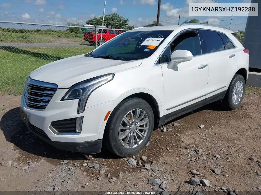 2017 Cadillac Xt5 Standard VIN: 1GYKNARSXHZ192288 Lot: 42550286