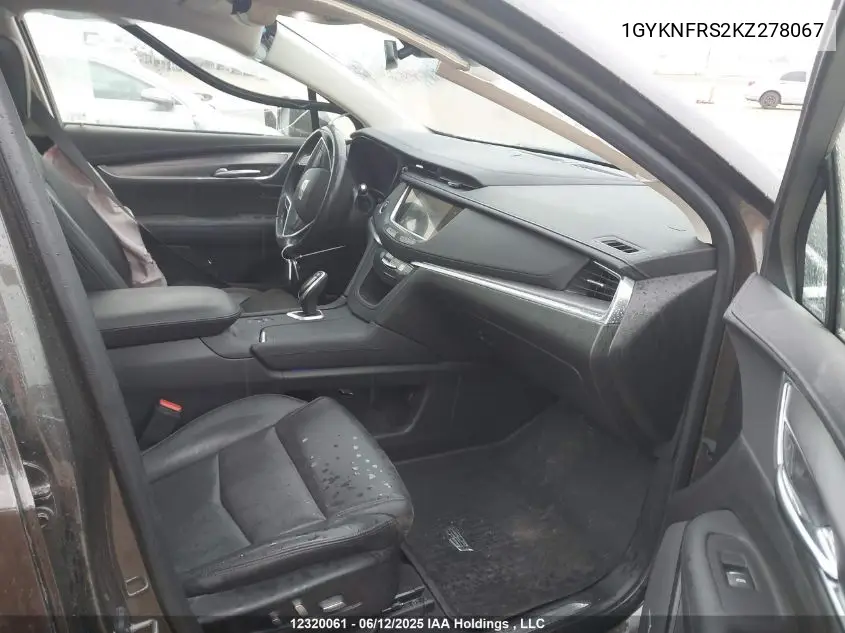 2019 Cadillac Xt5 Premium Luxury VIN: 1GYKNFRS2KZ278067 Lot: 12320061