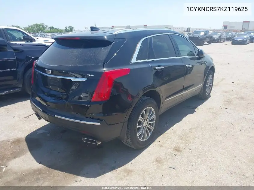 2019 Cadillac Xt5 Luxury VIN: 1GYKNCRS7KZ119625 Lot: 42258122