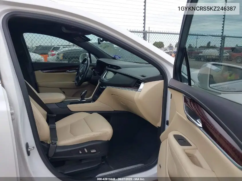 2019 Cadillac Xt5 Luxury VIN: 1GYKNCRS5KZ246387 Lot: 42618446
