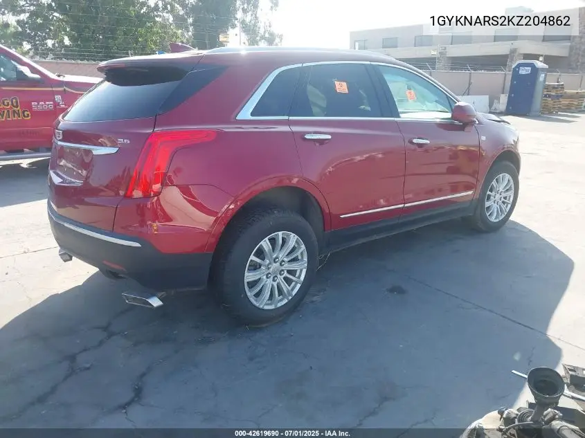 2019 Cadillac Xt5 Standard VIN: 1GYKNARS2KZ204862 Lot: 42619690