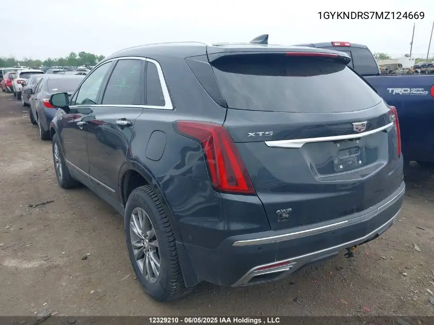 2021 Cadillac Xt5 VIN: 1GYKNDRS7MZ124669 Lot: 12329210