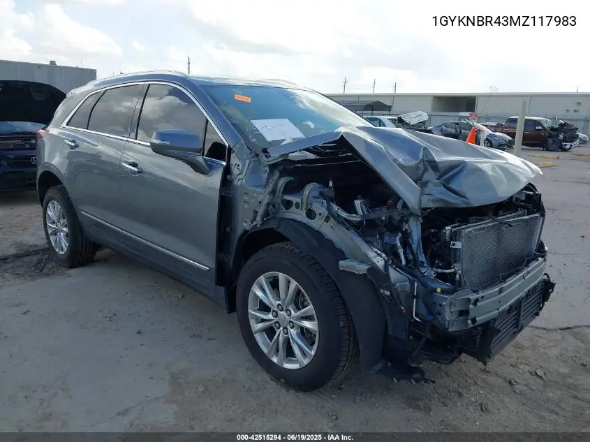 2021 Cadillac Xt5 Awd Luxury VIN: 1GYKNBR43MZ117983 Lot: 42515294
