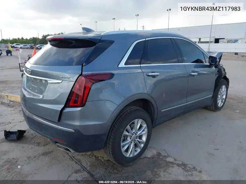 2021 Cadillac Xt5 Awd Luxury VIN: 1GYKNBR43MZ117983 Lot: 42515294