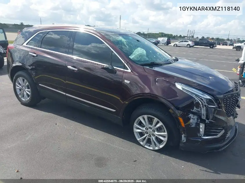 2021 Cadillac Xt5 Fwd Luxury VIN: 1GYKNAR4XMZ118140 Lot: 42554075