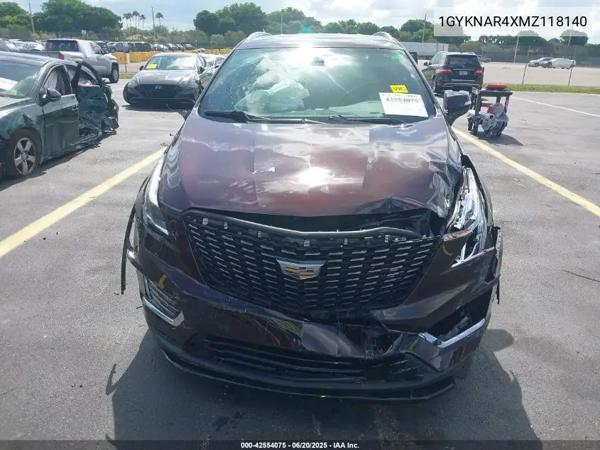 2021 Cadillac Xt5 Fwd Luxury VIN: 1GYKNAR4XMZ118140 Lot: 42554075