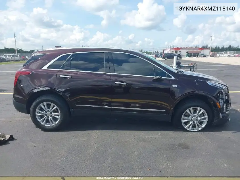 2021 Cadillac Xt5 Fwd Luxury VIN: 1GYKNAR4XMZ118140 Lot: 42554075