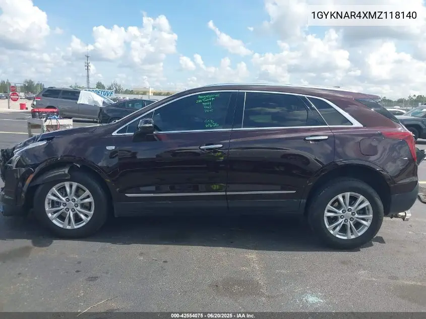 2021 Cadillac Xt5 Fwd Luxury VIN: 1GYKNAR4XMZ118140 Lot: 42554075
