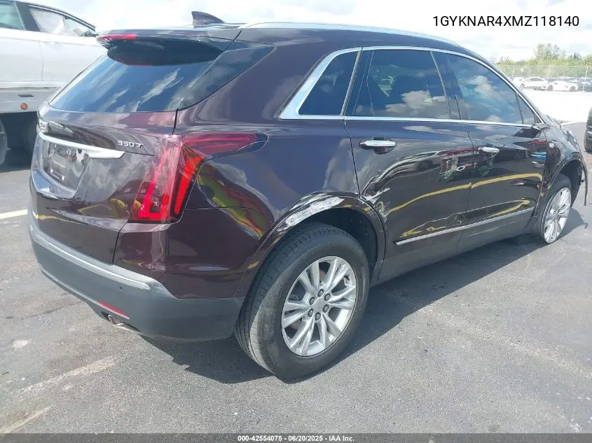 2021 Cadillac Xt5 Fwd Luxury VIN: 1GYKNAR4XMZ118140 Lot: 42554075
