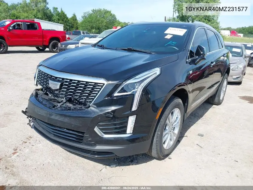 2021 Cadillac Xt5 Fwd Luxury VIN: 1GYKNAR40MZ231577 Lot: 42565301