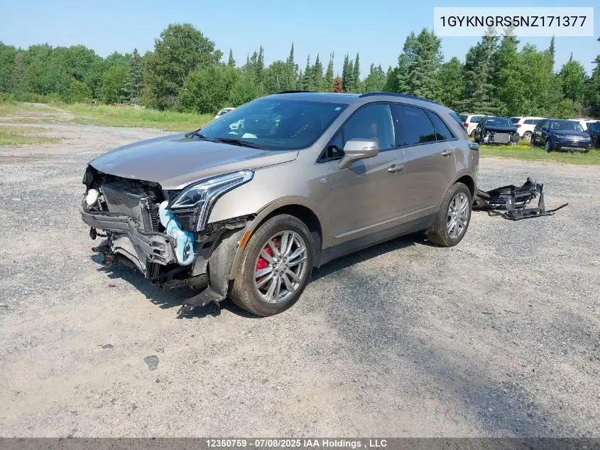2022 Cadillac Xt5 VIN: 1GYKNGRS5NZ171377 Lot: 12350759