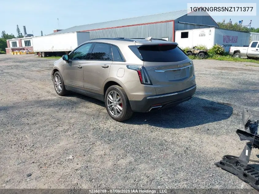 2022 Cadillac Xt5 VIN: 1GYKNGRS5NZ171377 Lot: 12350759
