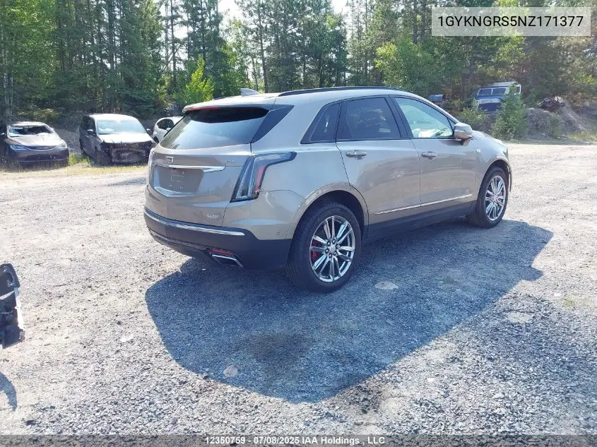 2022 Cadillac Xt5 VIN: 1GYKNGRS5NZ171377 Lot: 12350759