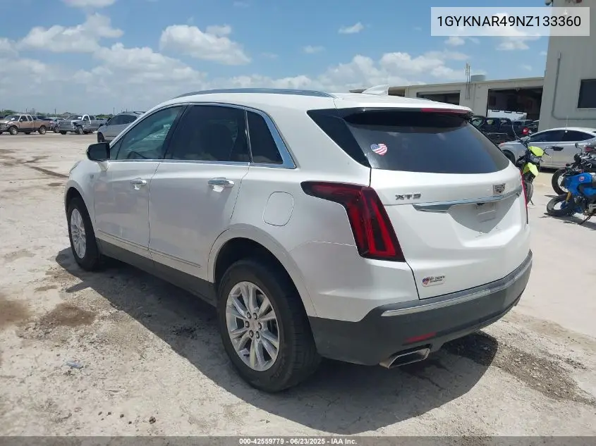 2022 Cadillac Xt5 Fwd Luxury VIN: 1GYKNAR49NZ133360 Lot: 42559779