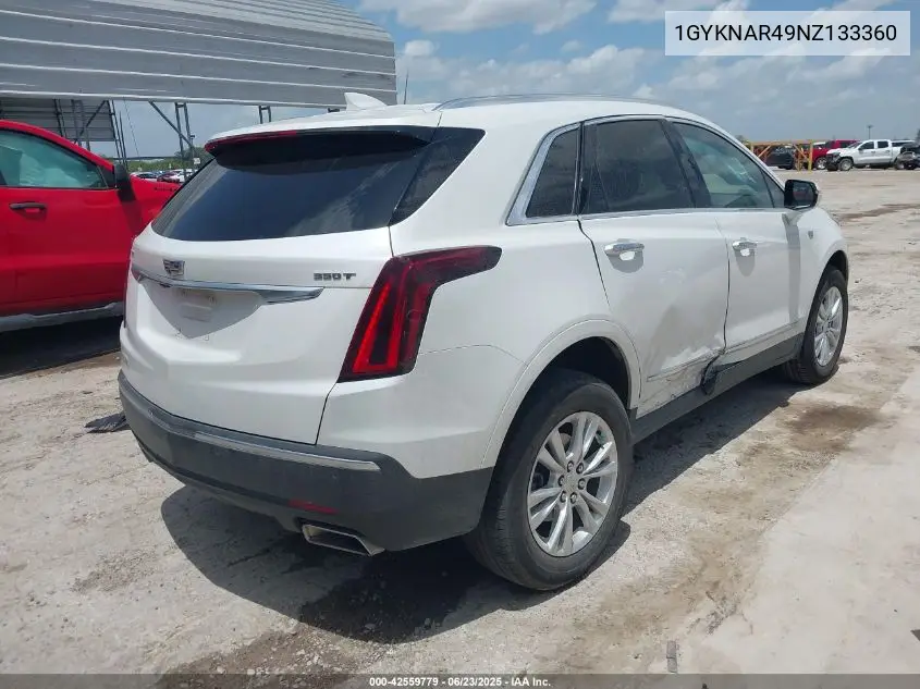 2022 Cadillac Xt5 Fwd Luxury VIN: 1GYKNAR49NZ133360 Lot: 42559779