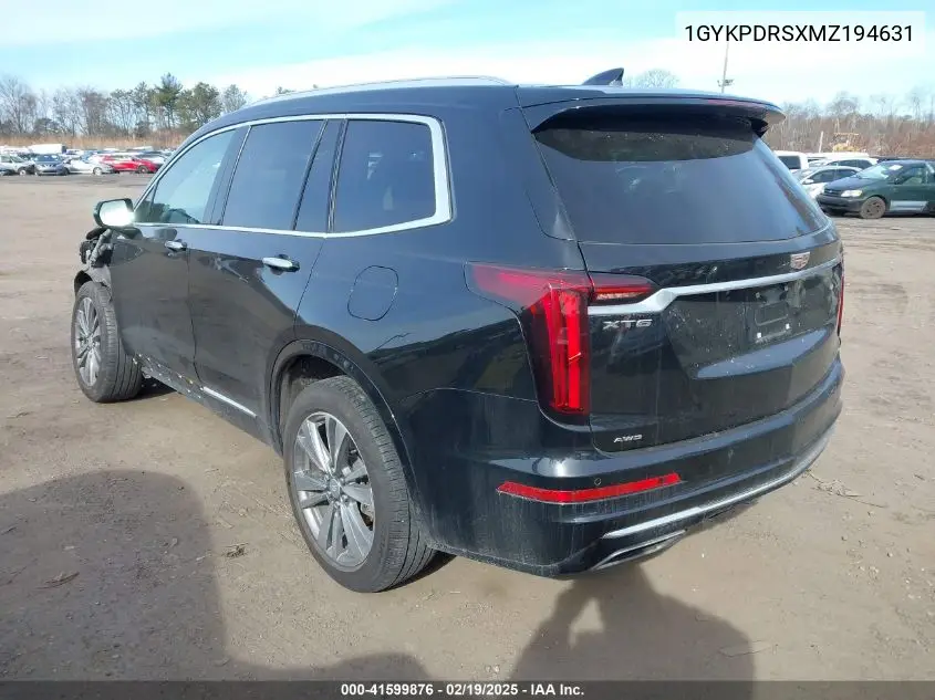 2021 Cadillac Xt6 Awd Premium Luxury VIN: 1GYKPDRSXMZ194631 Lot: 41599876