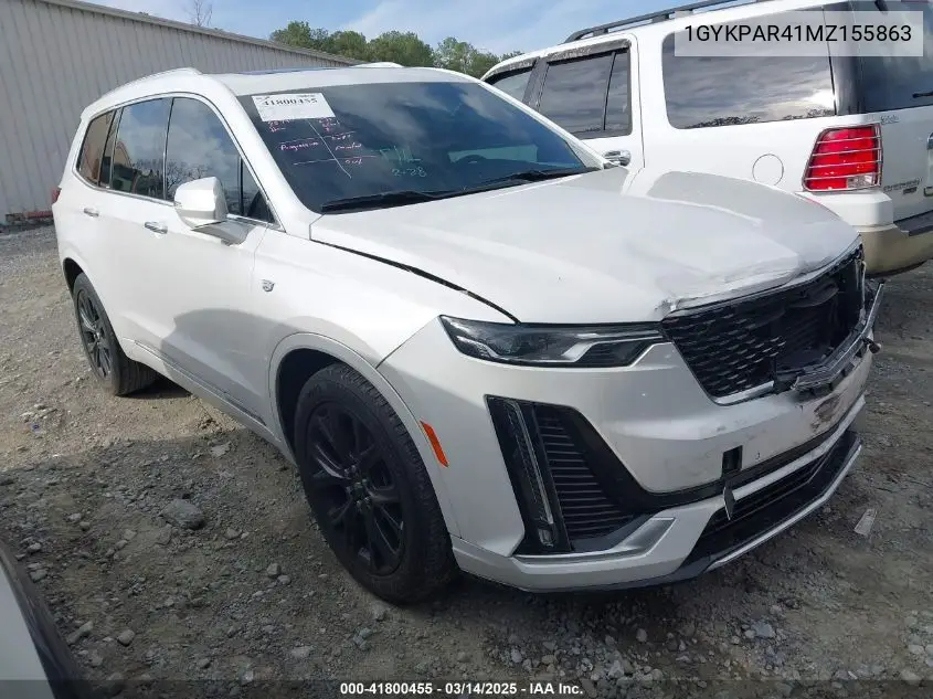 2021 Cadillac Xt6 Fwd Luxury VIN: 1GYKPAR41MZ155863 Lot: 41800455