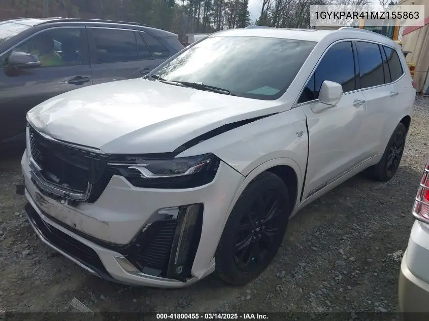 2021 Cadillac Xt6 Fwd Luxury VIN: 1GYKPAR41MZ155863 Lot: 41800455
