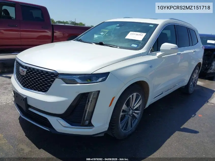 2021 Cadillac Xt6 Fwd Premium Luxury VIN: 1GYKPCRS2MZ151718 Lot: 41978392