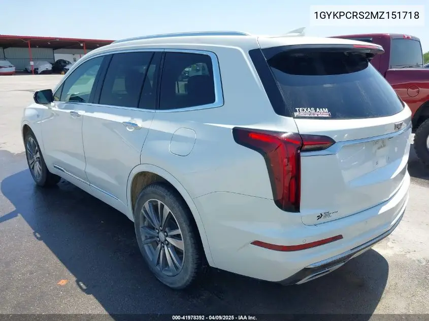 2021 Cadillac Xt6 Fwd Premium Luxury VIN: 1GYKPCRS2MZ151718 Lot: 41978392