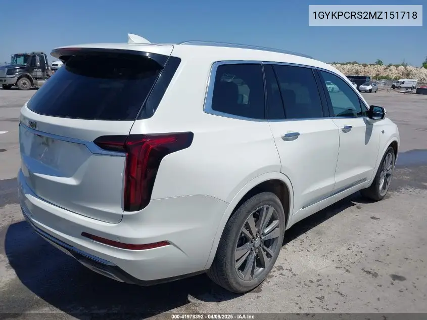 2021 Cadillac Xt6 Fwd Premium Luxury VIN: 1GYKPCRS2MZ151718 Lot: 41978392