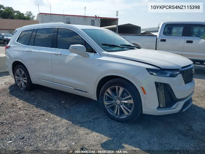2022 Cadillac Xt6 Fwd Premium Luxury VIN: 1GYKPCRS4NZ115398 Lot: 40063345