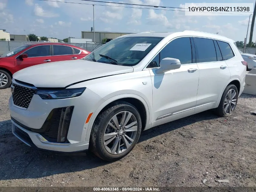 2022 Cadillac Xt6 Fwd Premium Luxury VIN: 1GYKPCRS4NZ115398 Lot: 40063345