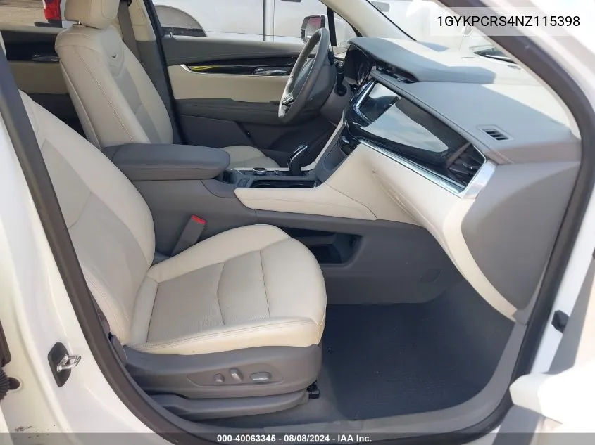2022 Cadillac Xt6 Fwd Premium Luxury VIN: 1GYKPCRS4NZ115398 Lot: 40063345
