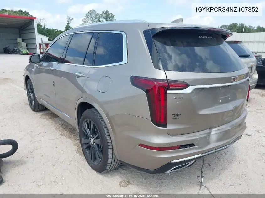 2022 Cadillac Xt6 Fwd Premium Luxury VIN: 1GYKPCRS4NZ107852 Lot: 42075012