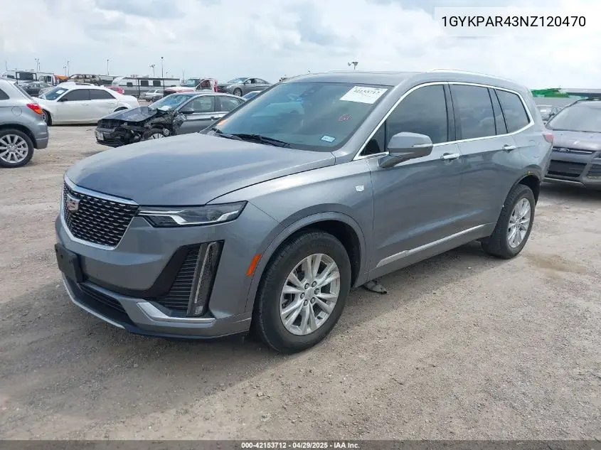 2022 Cadillac Xt6 Fwd Luxury VIN: 1GYKPAR43NZ120470 Lot: 42153712